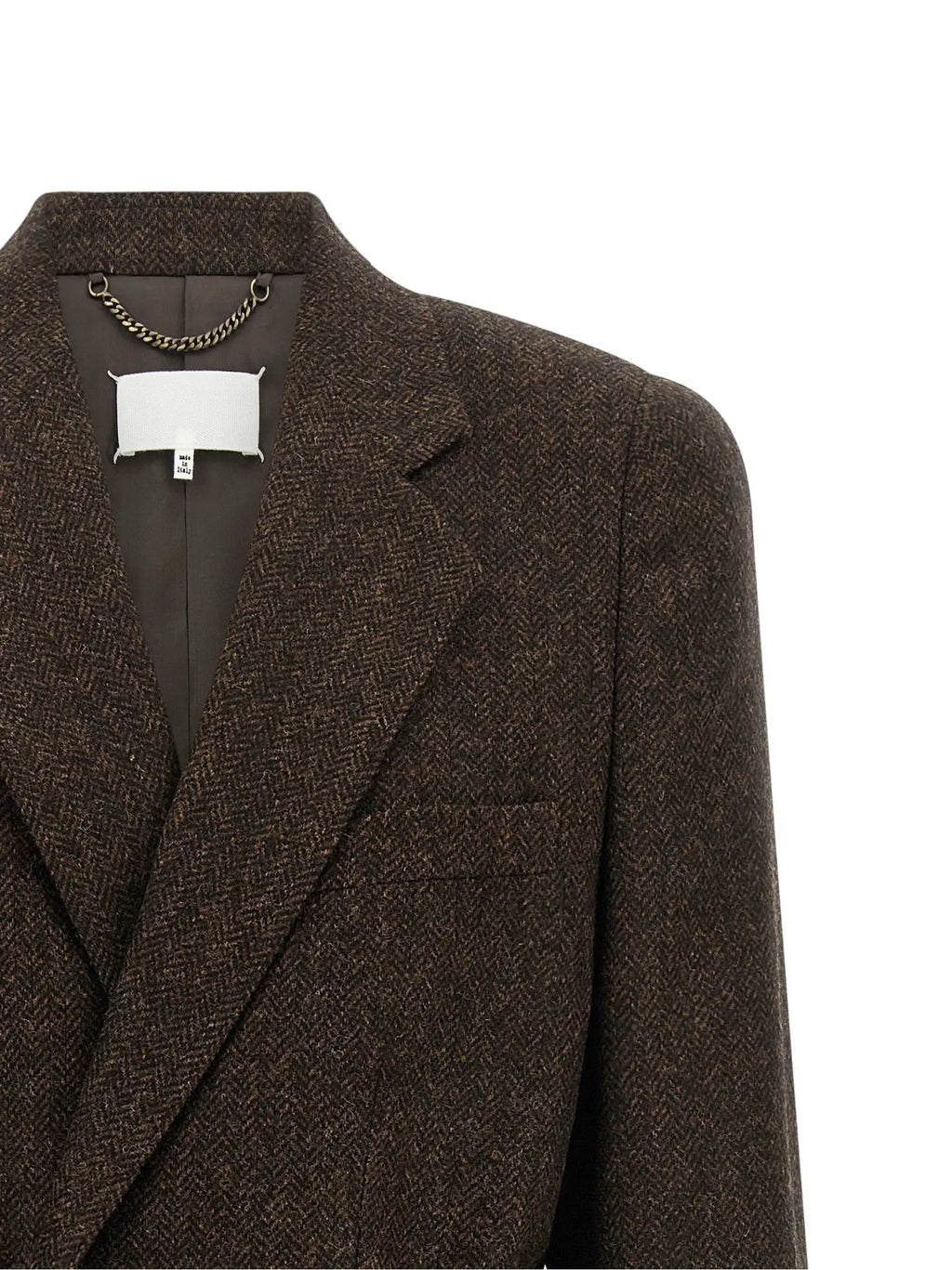 Manteau long marron en laine à chevrons homme – Maison Margiela