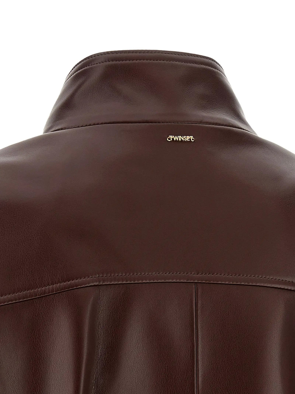 Blouson bomber marron effet cuir femme – Twinset
