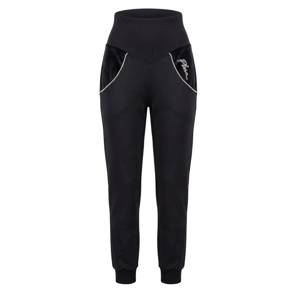 Pantalon de survêtement en coton noir pour femme Philipp Plein