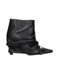 The Attico Black Leather Ankle Boots