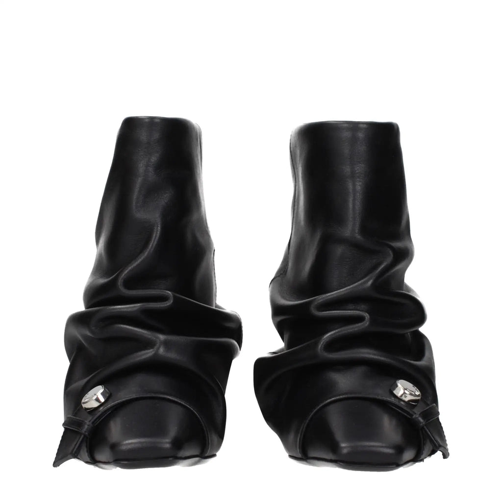 The Attico Black Leather Ankle Boots