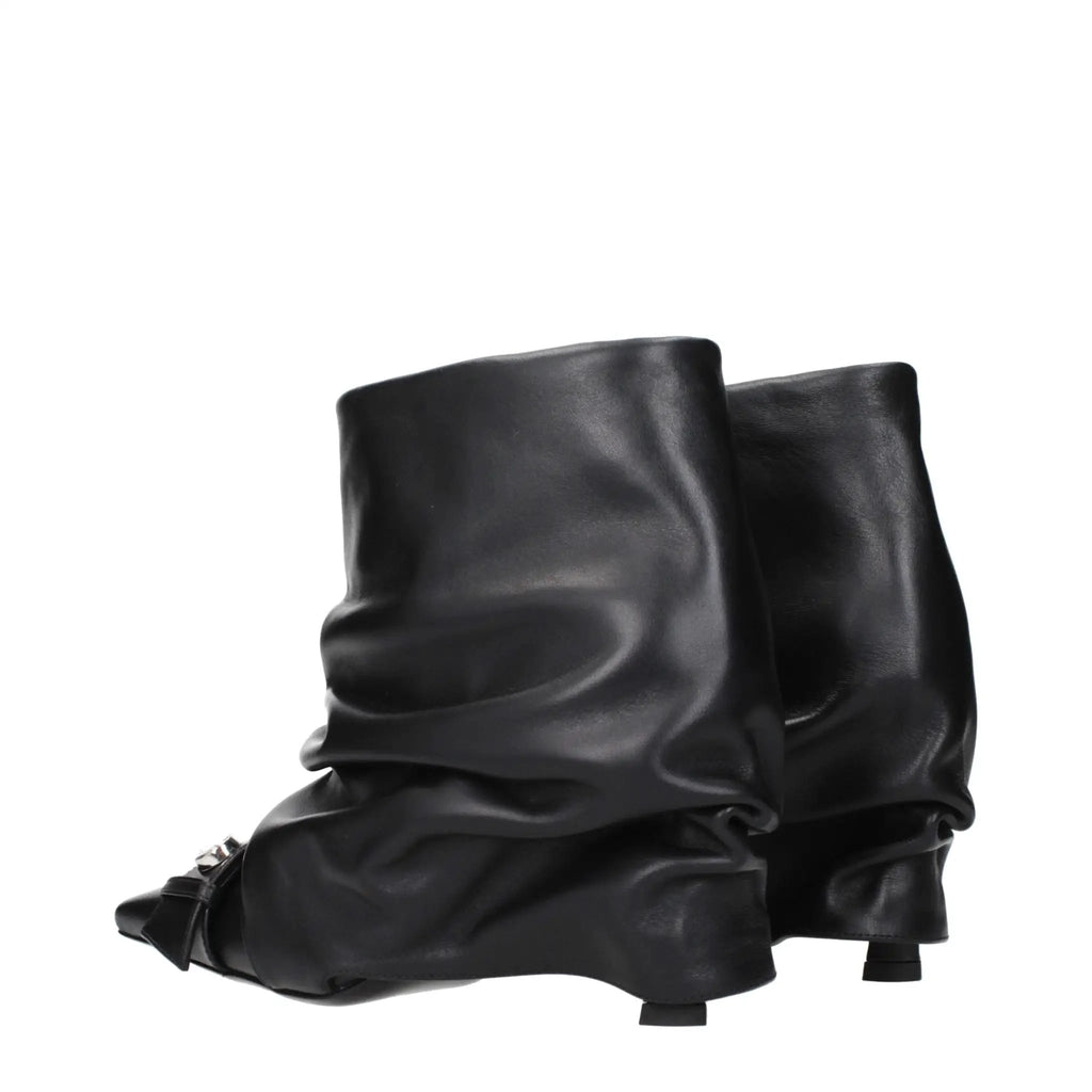 The Attico Black Leather Ankle Boots