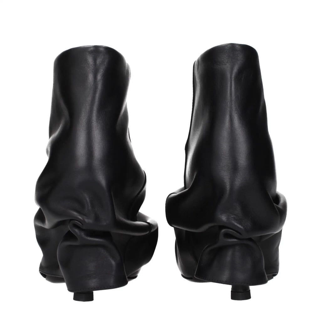 The Attico Black Leather Ankle Boots