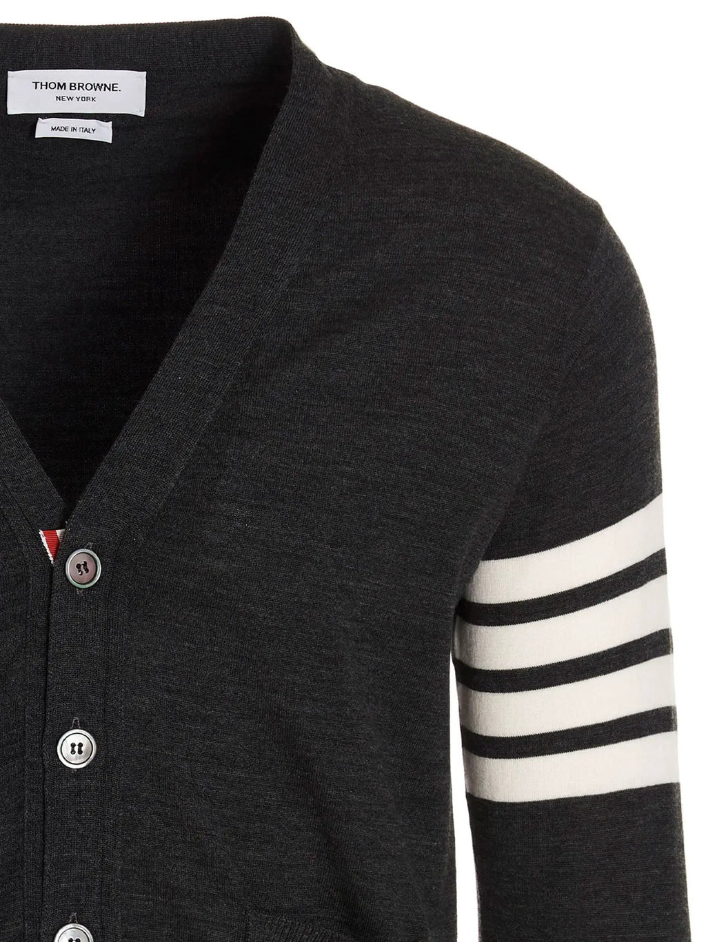 Cardigan en laine mérinos gris Thom Browne