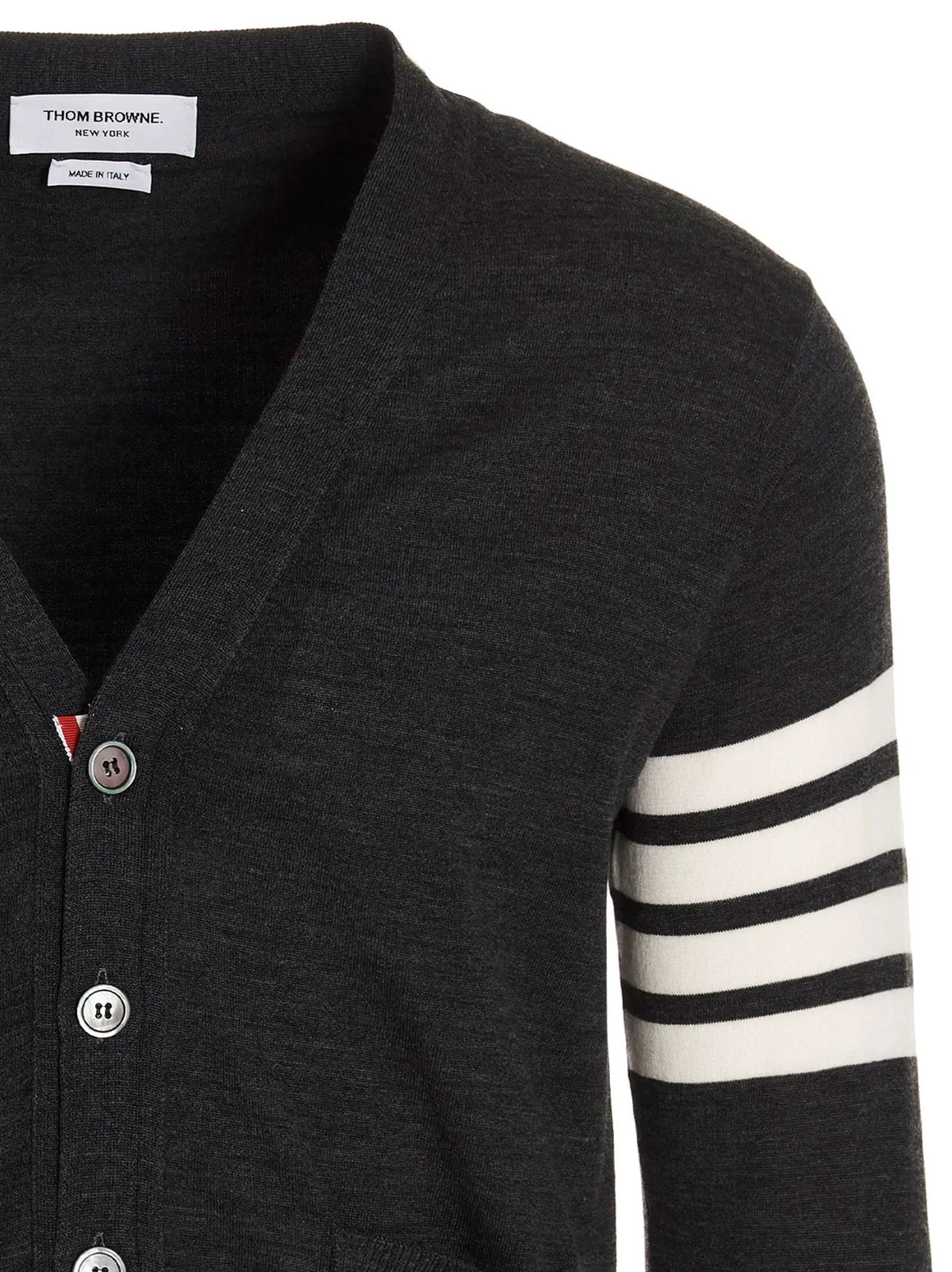 Cardigan en laine mérinos gris Thom Browne
