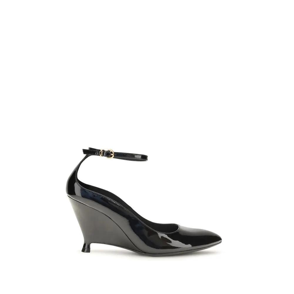 PINKO PINKO Black Calf Leather Bos Taurus Platform Pumps