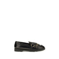 PINKO Black Calf Leather Bos Taurus Slip-On Loafers