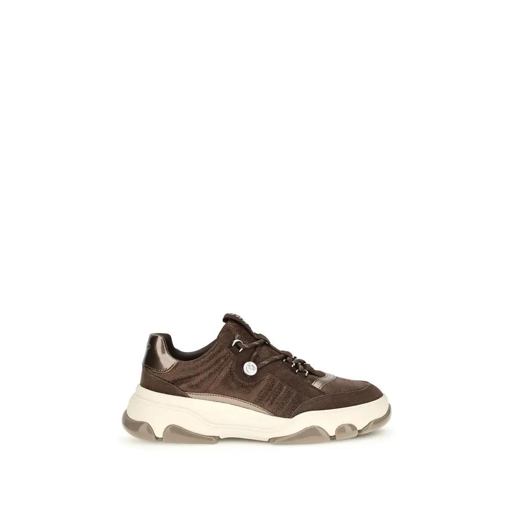 PINKO PINKO Brown Calf Leather Bos Taurus Chunky Sneakers