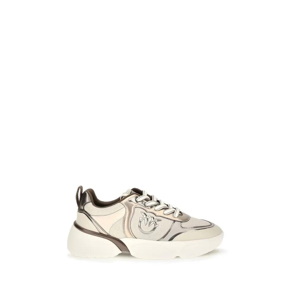 PINKO Baskets Chunky Beige Cuir de Veau Bos Taurus