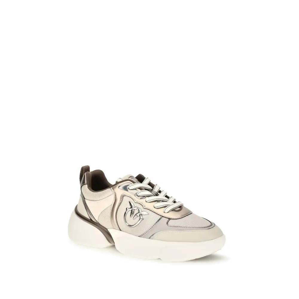 PINKO Baskets Chunky Beige Cuir de Veau Bos Taurus