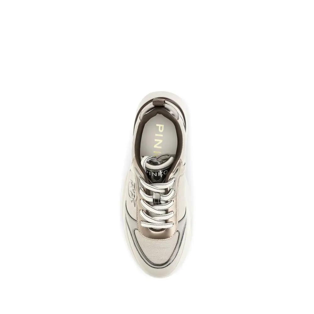 PINKO Baskets Chunky Beige Cuir de Veau Bos Taurus