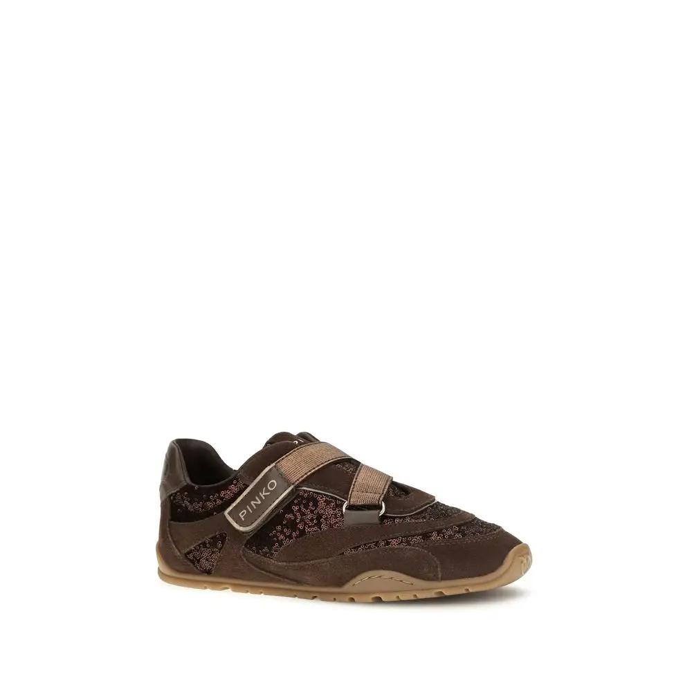 Baskets athlétiques PINKO en cuir suédé marron