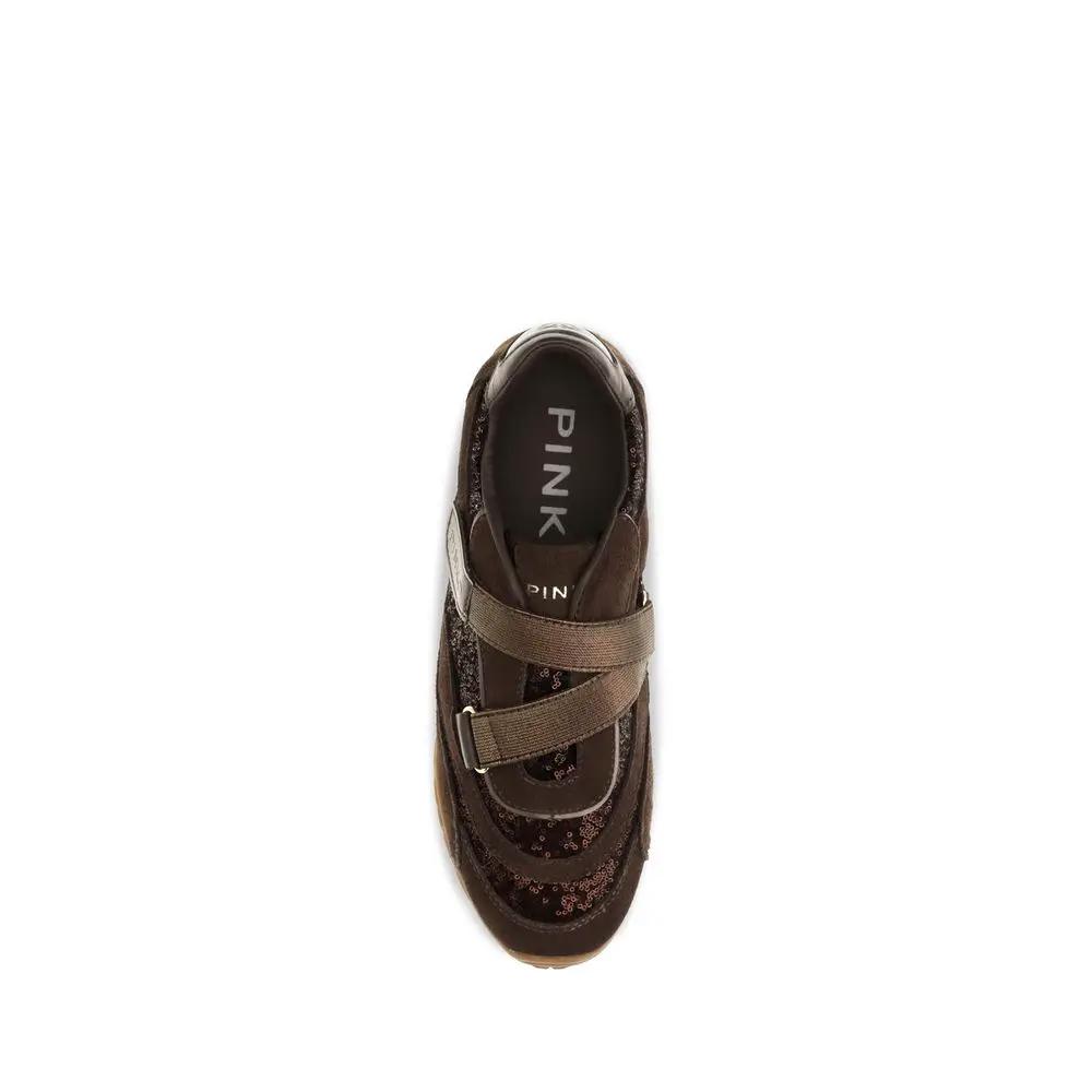 Baskets athlétiques PINKO en cuir suédé marron