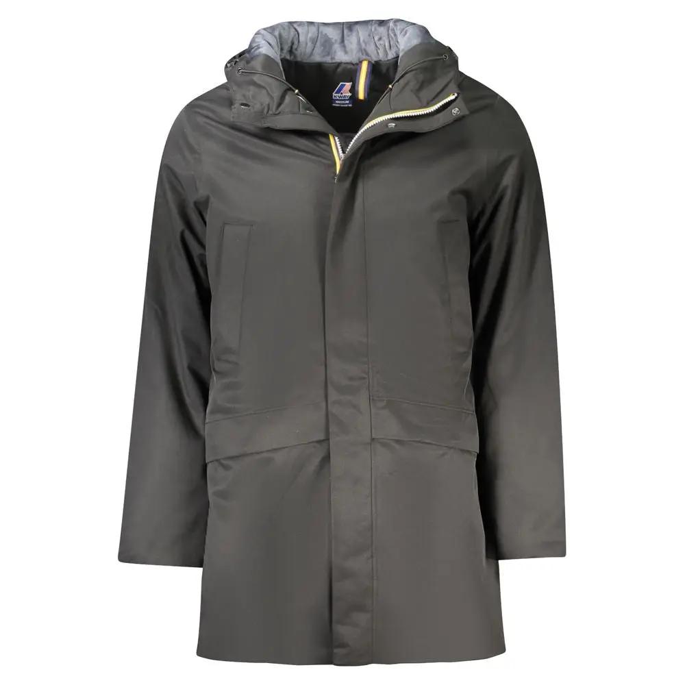 Men's Black Hooded Polyester Parka – K-WAY