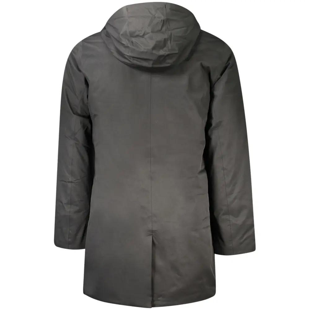 Men's Black Hooded Polyester Parka – K-WAY