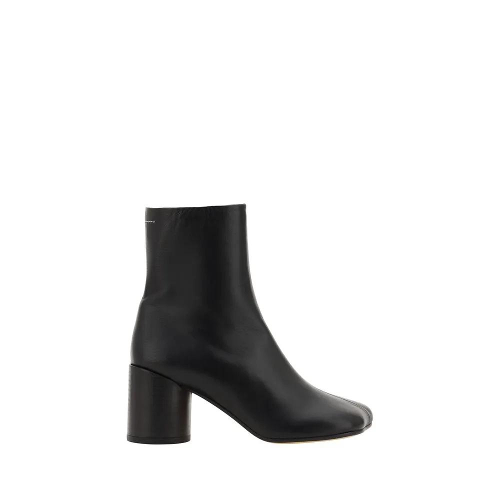 Bottes cheville MM6 en cuir d'agneau noir Ovis Aries