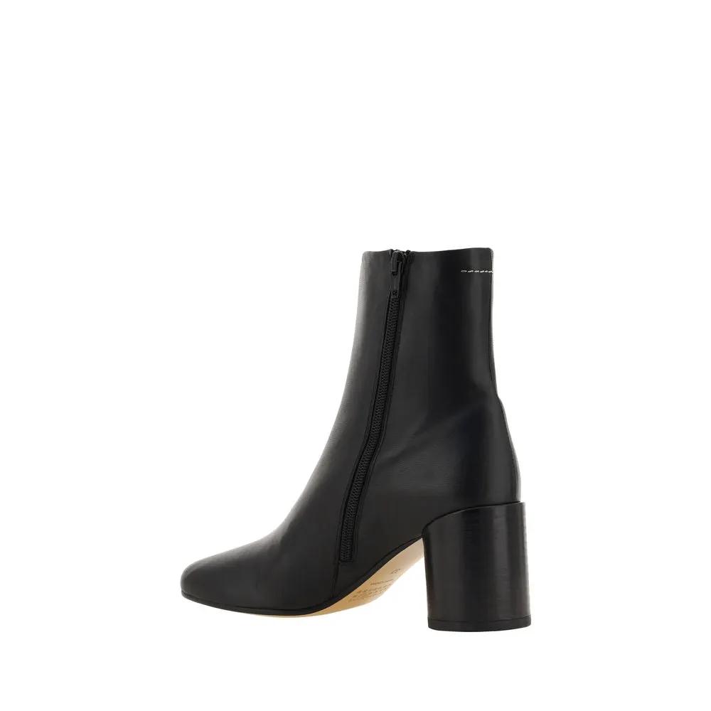 Bottes cheville MM6 en cuir d'agneau noir Ovis Aries