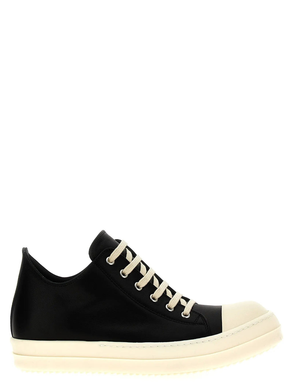 Baskets basses bicolores en cuir de veau Rick Owens
