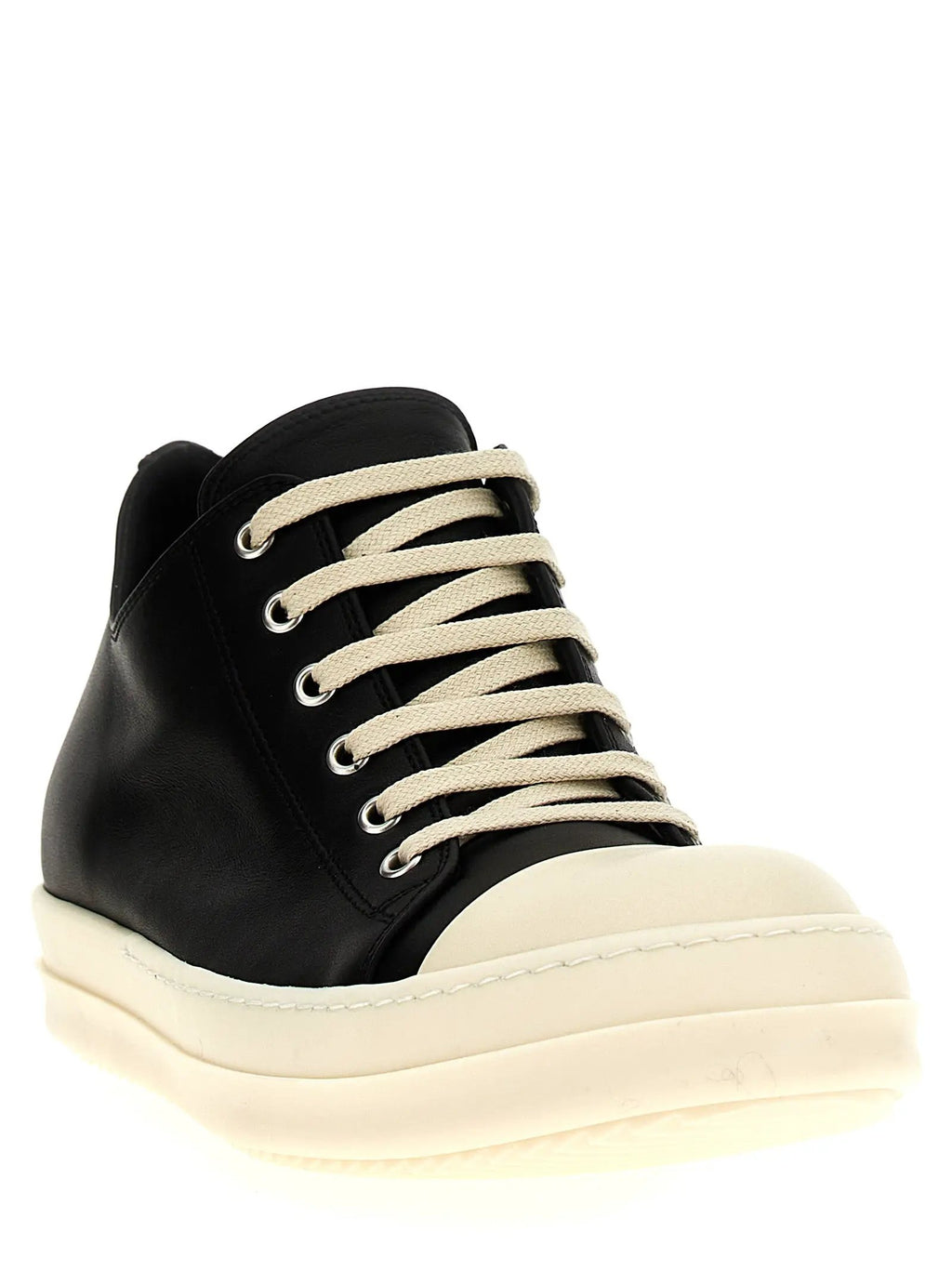 Baskets basses bicolores en cuir de veau Rick Owens
