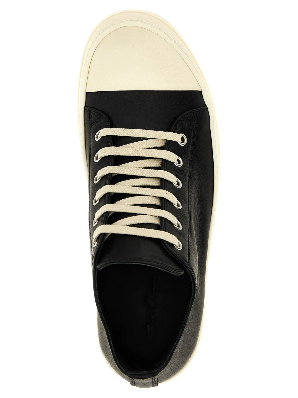 Baskets basses bicolores en cuir de veau Rick Owens