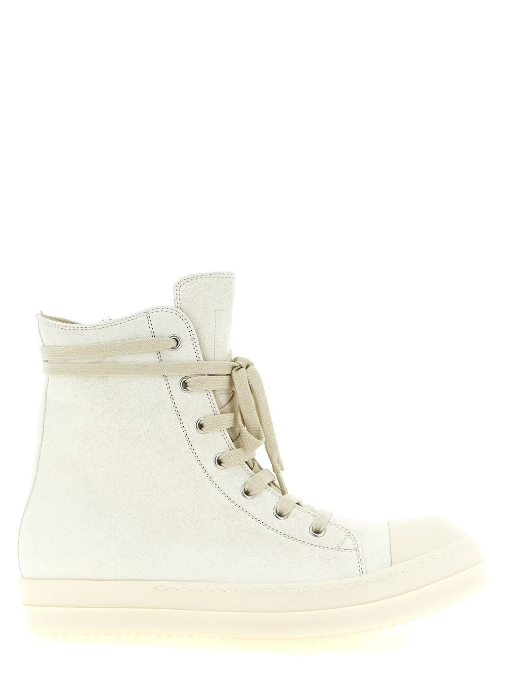 Baskets montantes Rick Owens en cuir d'agneau blanc