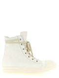 Baskets montantes Rick Owens en cuir d'agneau blanc