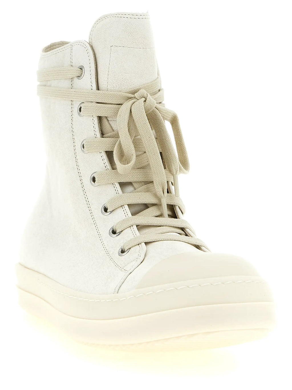 Baskets montantes Rick Owens en cuir d'agneau blanc