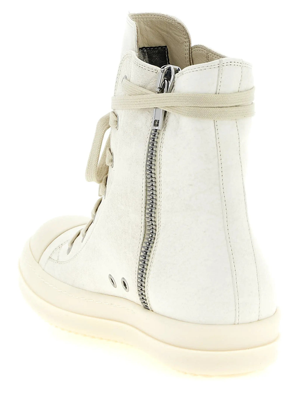 Baskets montantes Rick Owens en cuir d'agneau blanc