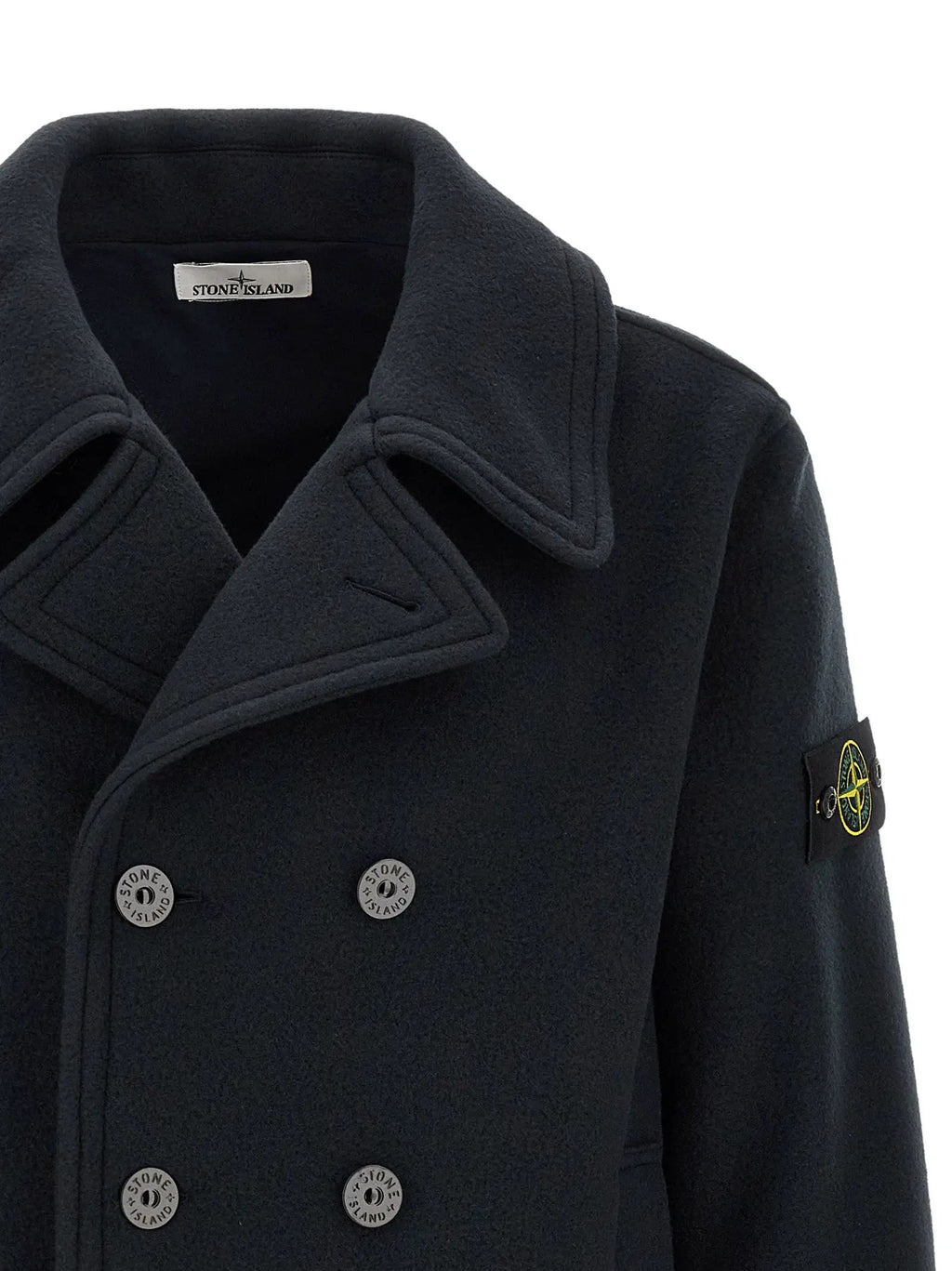 Caban croisé bleu marine en coton homme – Stone Island