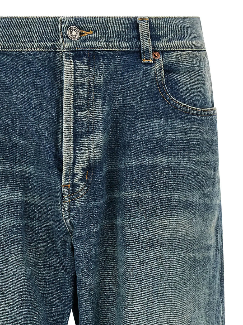Jean fuselé Saint Laurent en coton bleu