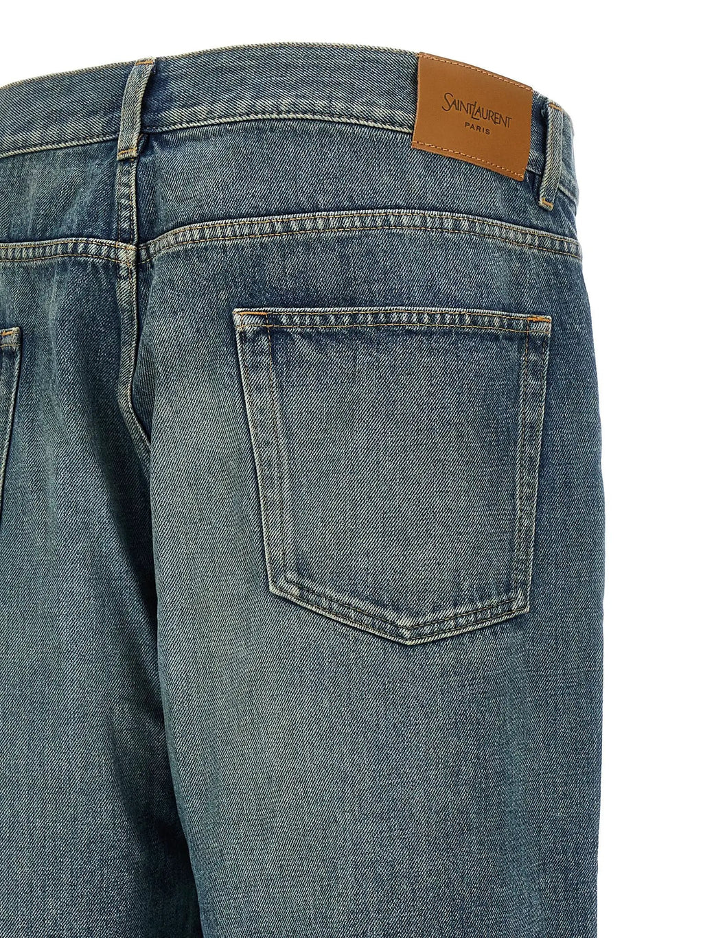 Jean fuselé Saint Laurent en coton bleu