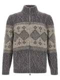 Cardigan gris en laine vierge Brunello Cucinelli