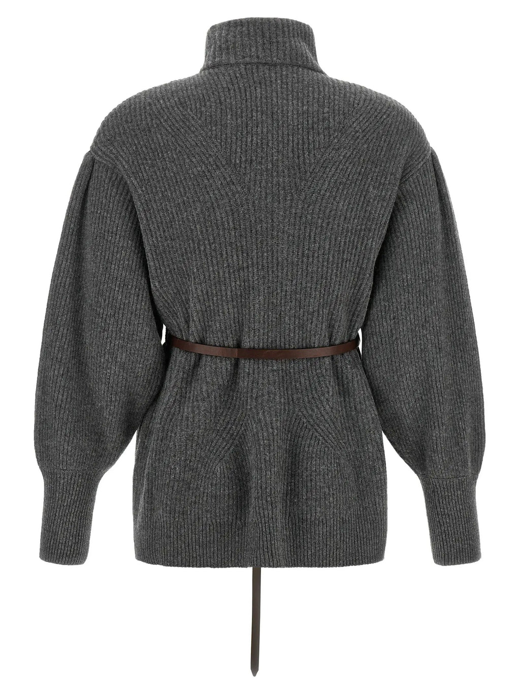 Cardigan gris en laine vierge Brunello Cucinelli
