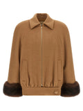 Blouson bomber Valentino Garavani en fourrure d'agneau marron