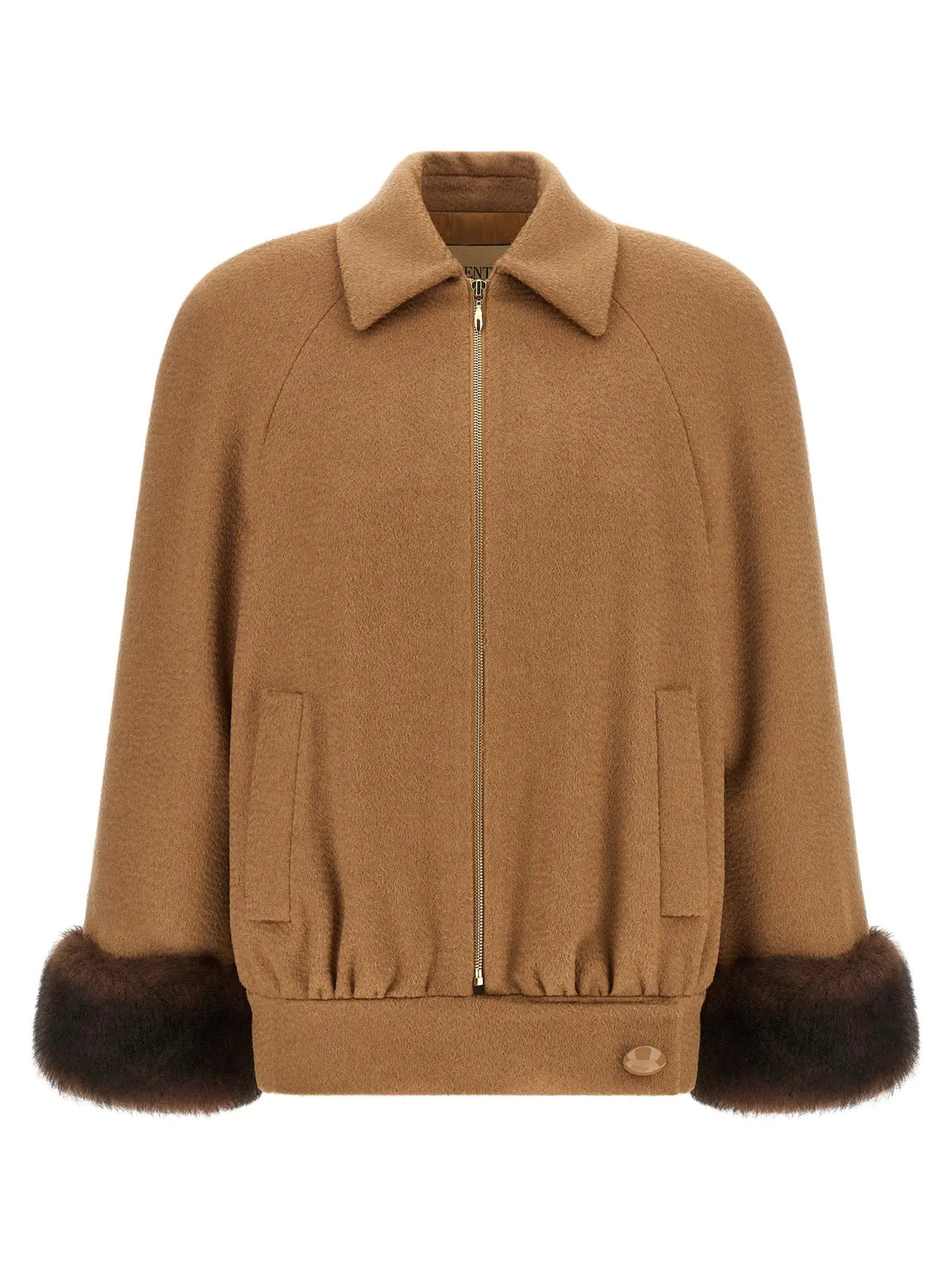 Blouson bomber Valentino Garavani en fourrure d'agneau marron