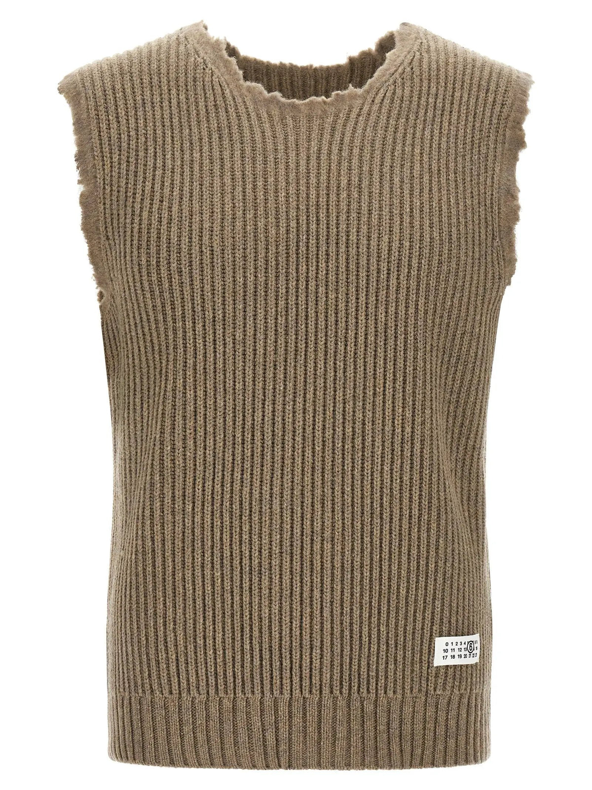 MM6 Maison Margiela Pull sans manches en laine beige