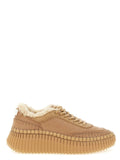 Baskets Chunky Chloé en Cuir d'Agneau Beige
