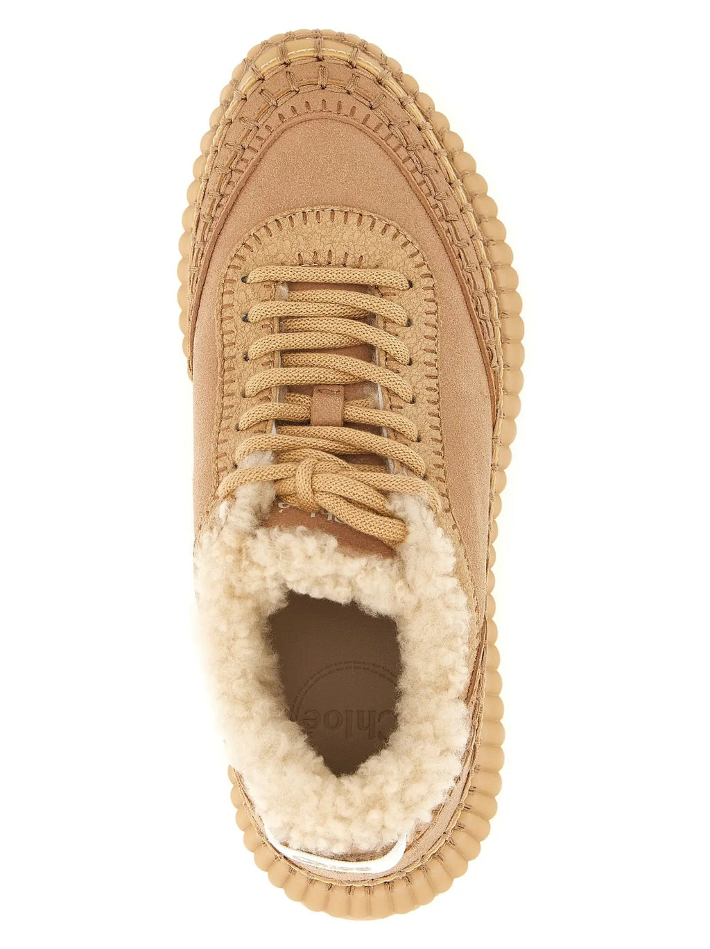 Baskets Chunky Chloé en Cuir d'Agneau Beige