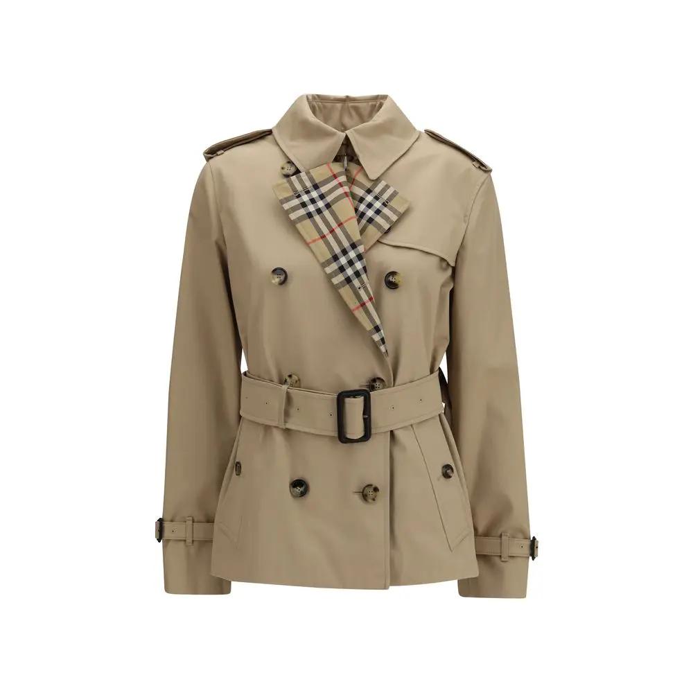Trench-coat court en coton beige Lakefield pour femme Burberry