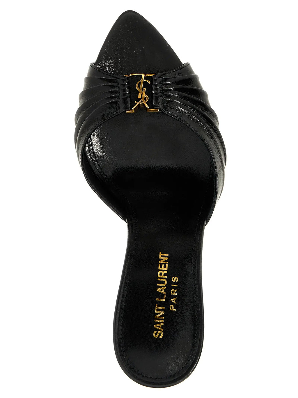 Saint Laurent Black Lamb Leather Stiletto Heel Sandals