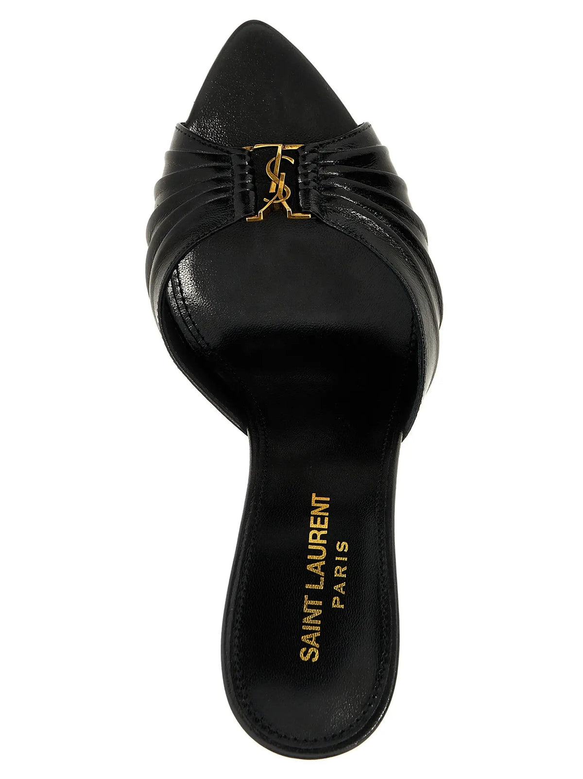 Saint Laurent Black Lamb Leather Stiletto Heel Sandals