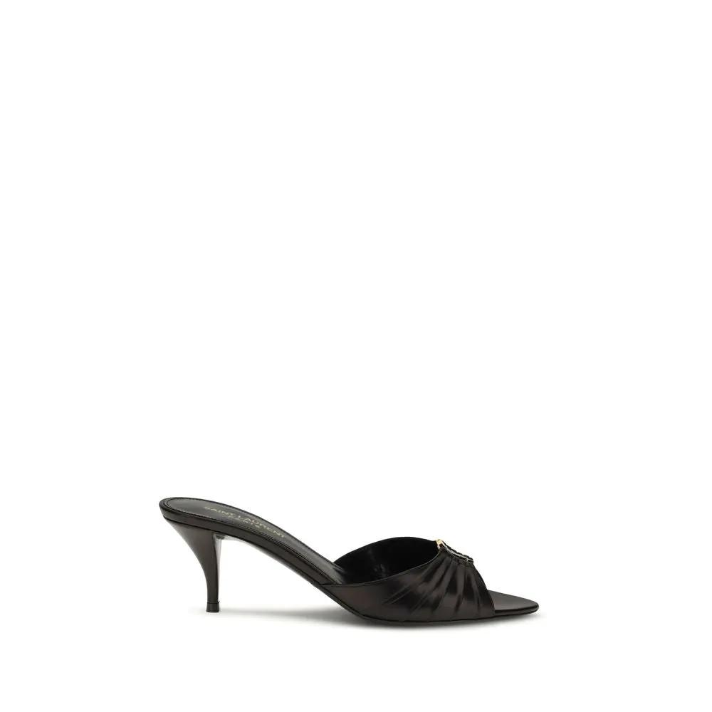 Sandales Saint Laurent en Cuir de Veau Noir Bos Taurus