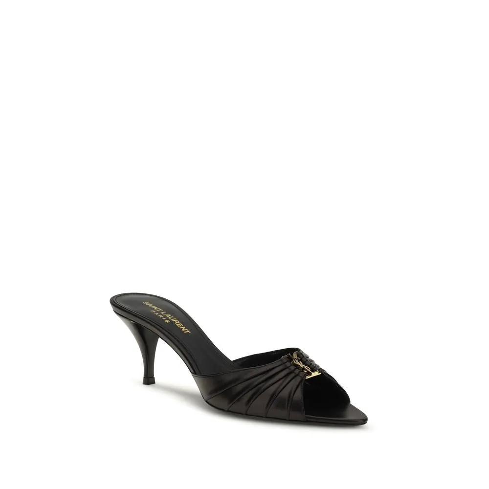 Sandales Saint Laurent en Cuir de Veau Noir Bos Taurus