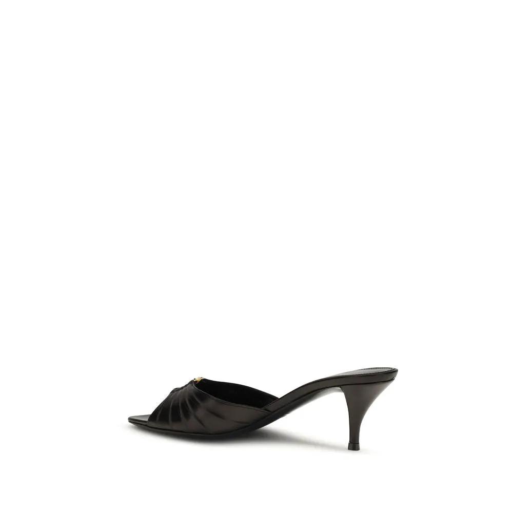 Sandales Saint Laurent en Cuir de Veau Noir Bos Taurus
