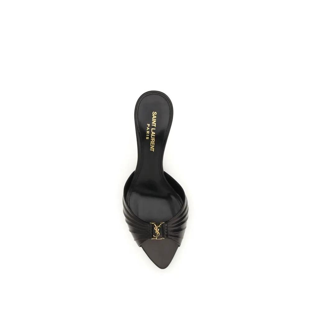 Sandales Saint Laurent en Cuir de Veau Noir Bos Taurus
