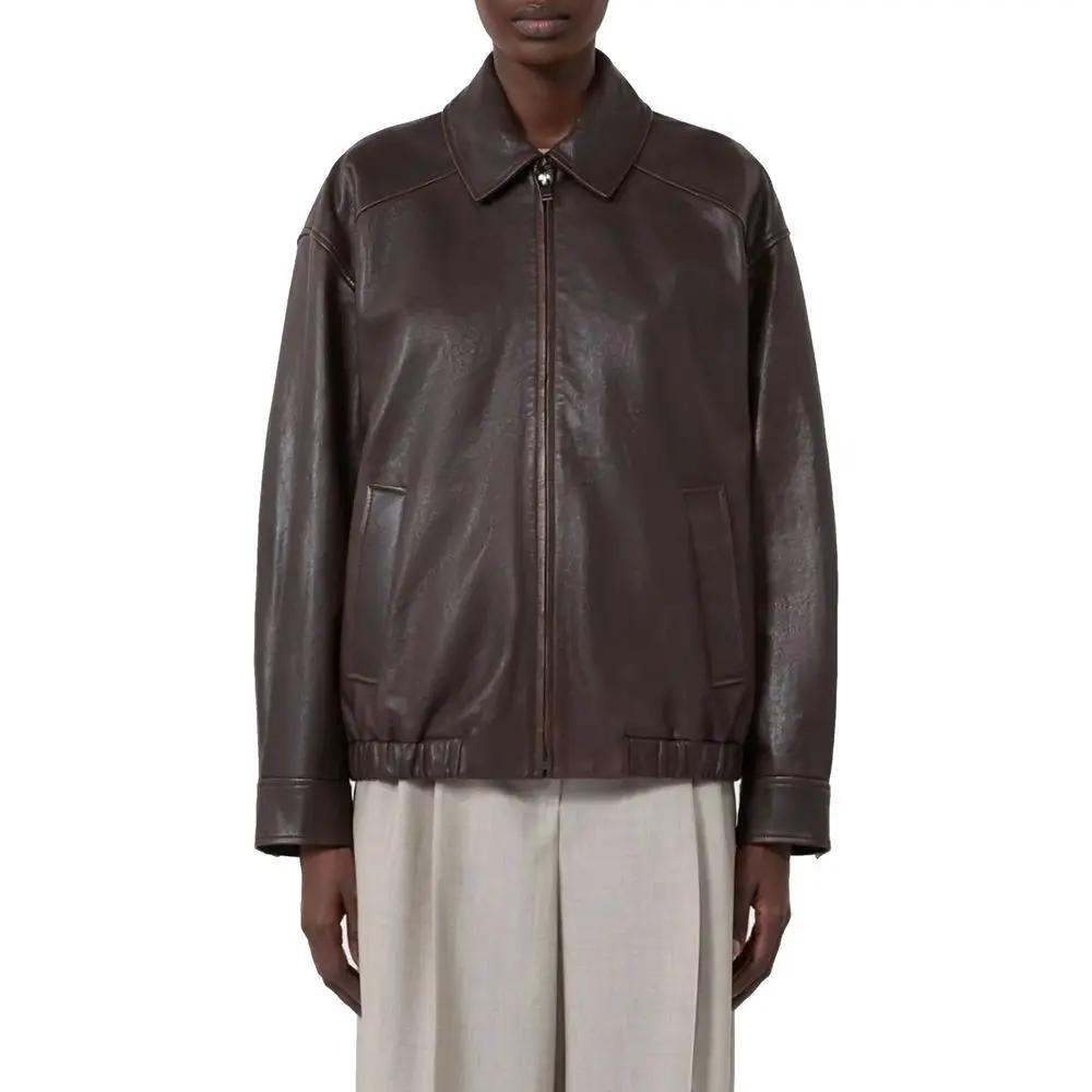 Max Mara Max Mara Brown Lamb Leather Leather Jacket