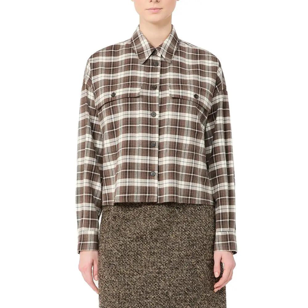 Max Mara Max Mara Brown Cotton Pattern Shirt