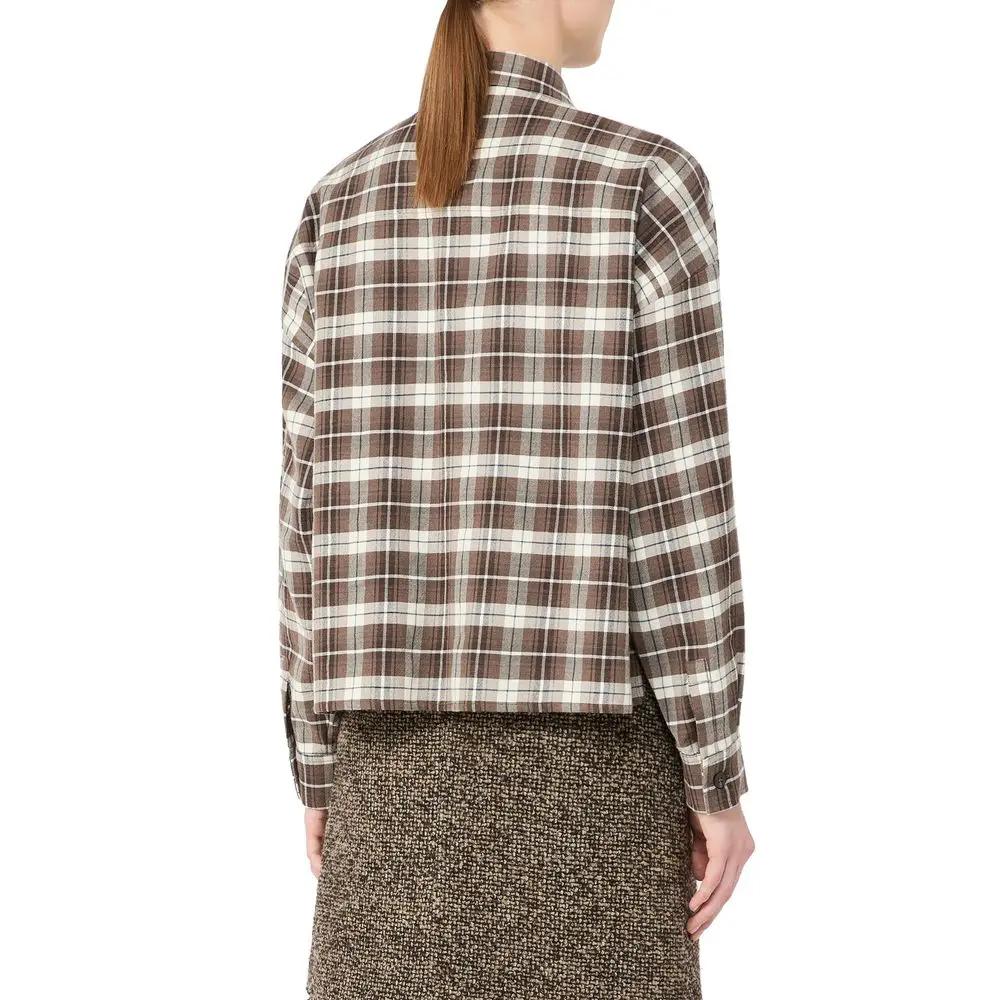 Max Mara Max Mara Brown Cotton Pattern Shirt