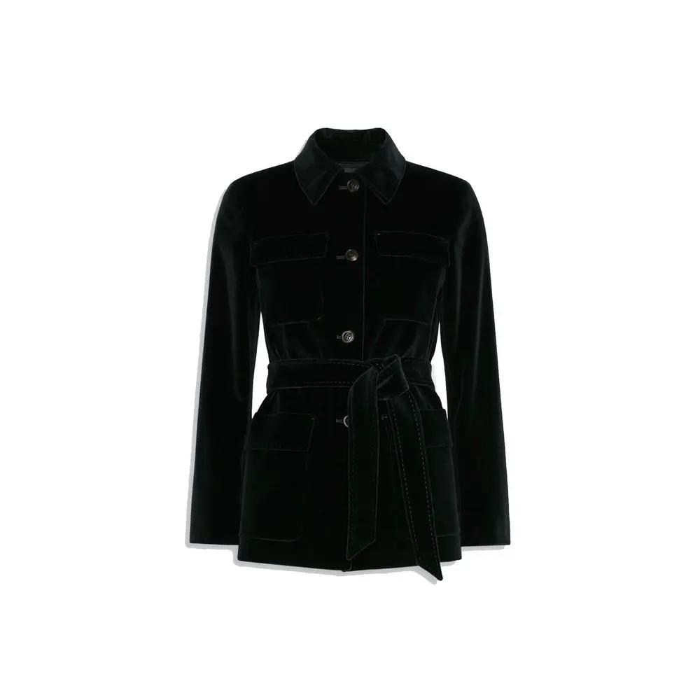 Max Mara Max Mara Black Cotton Full-Length Jacket