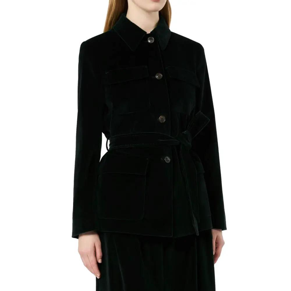 Max Mara Max Mara Black Cotton Full-Length Jacket